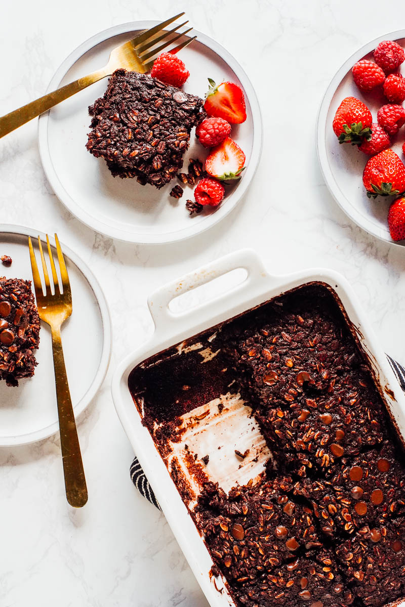 Brownie Chocolate Baked Oats (No Banana)