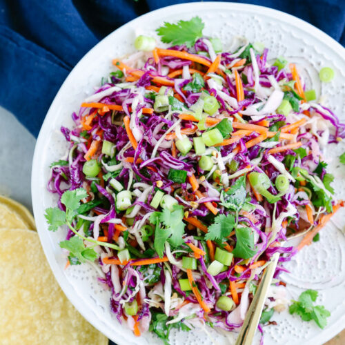 Slaw in a bowl, ready to be served.