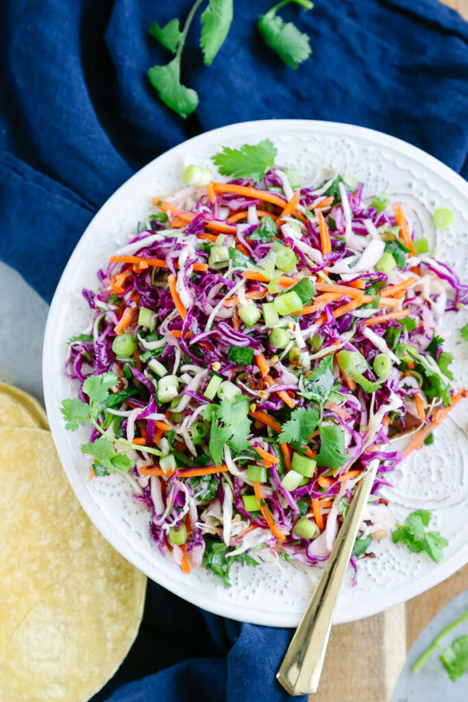 Slaw in a bowl, ready to be served.