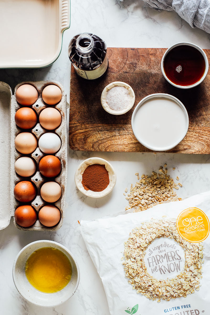 Oatmeal ingredients laid out on the counter.