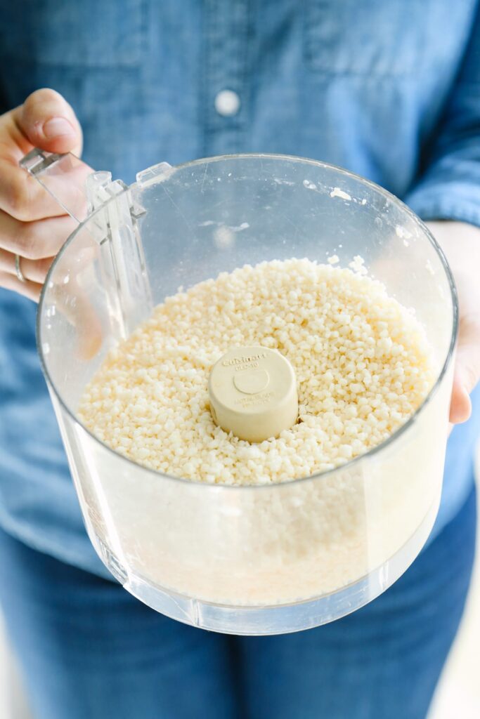 Grated soap in the food processor. 