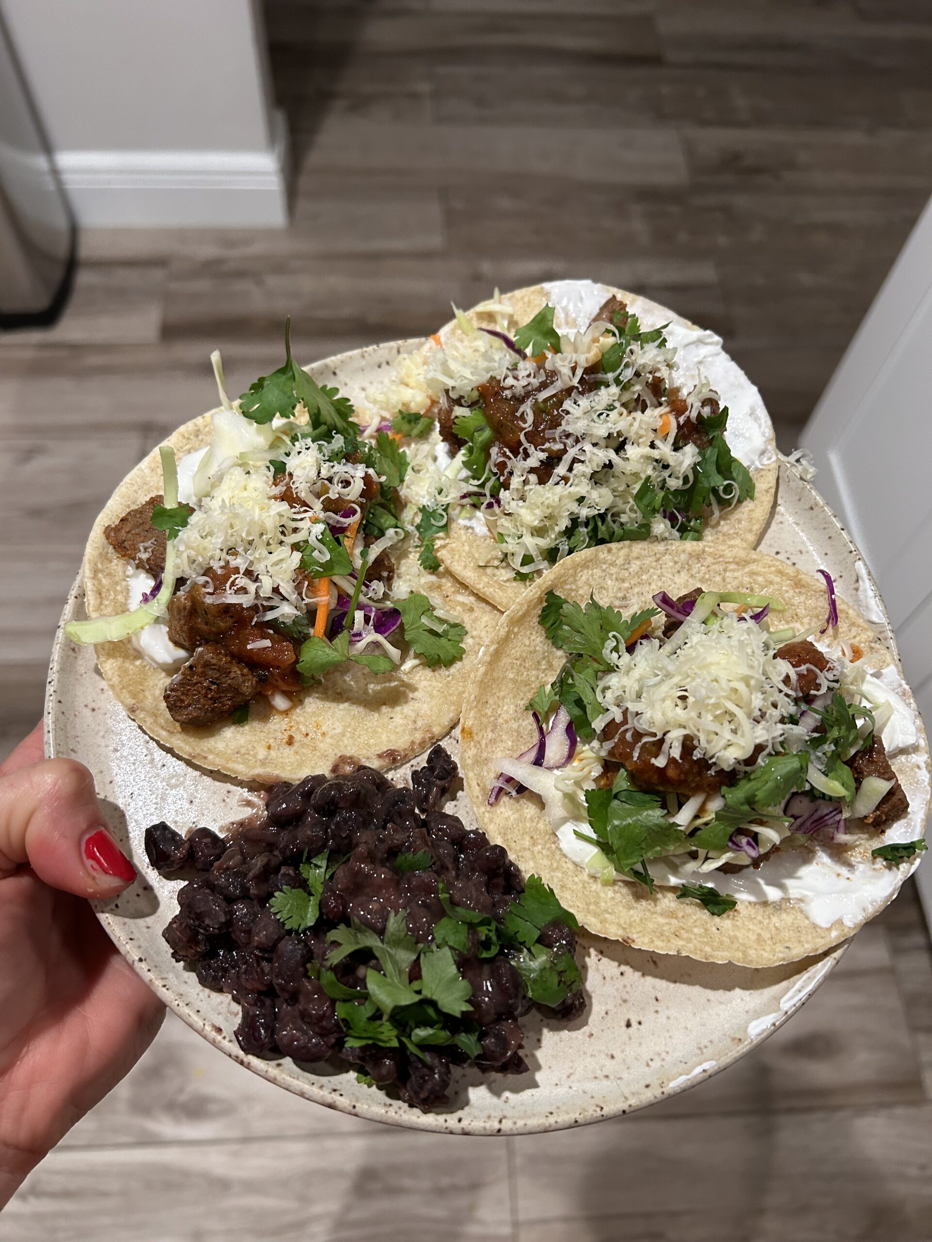 Dinner tacos and black beans. 