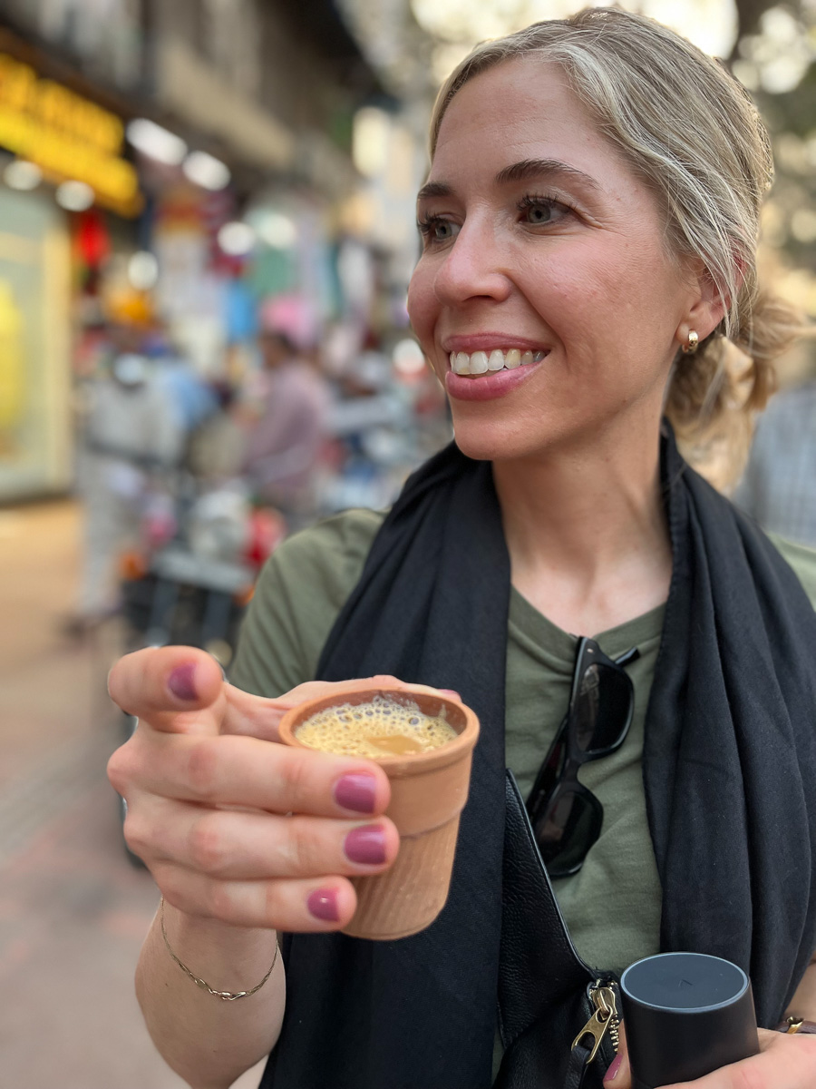 Drinking masala chai in India