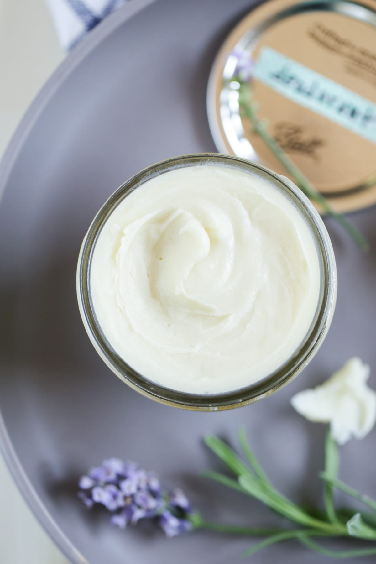 Homemade deodorant on a glass jar. 