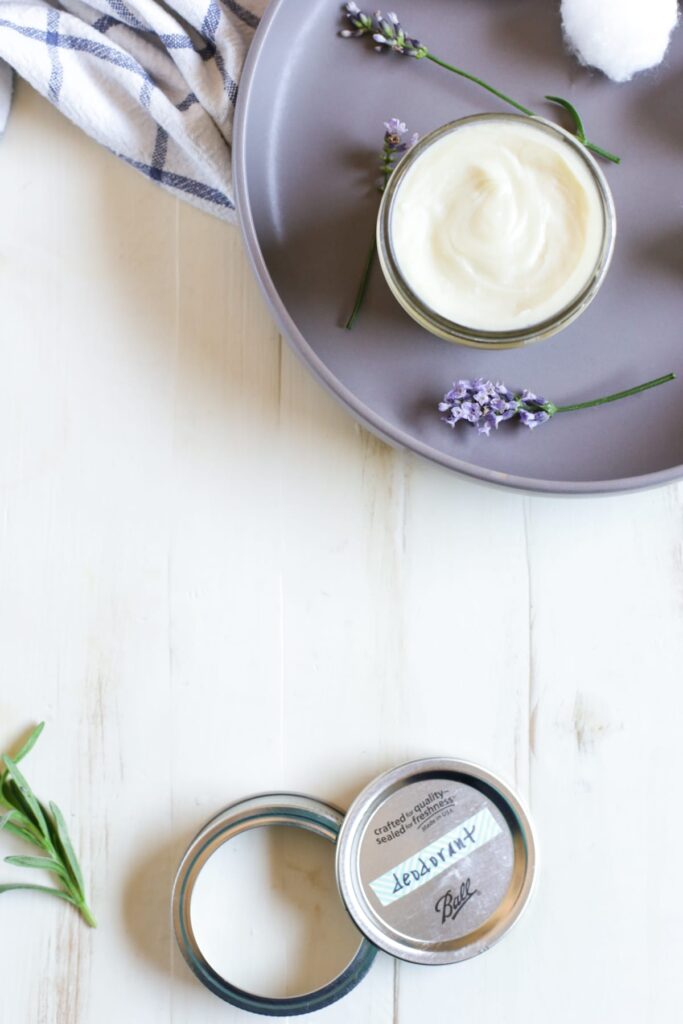 Pour deodorant into a container. 