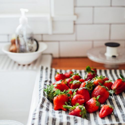 Berries drying on counter