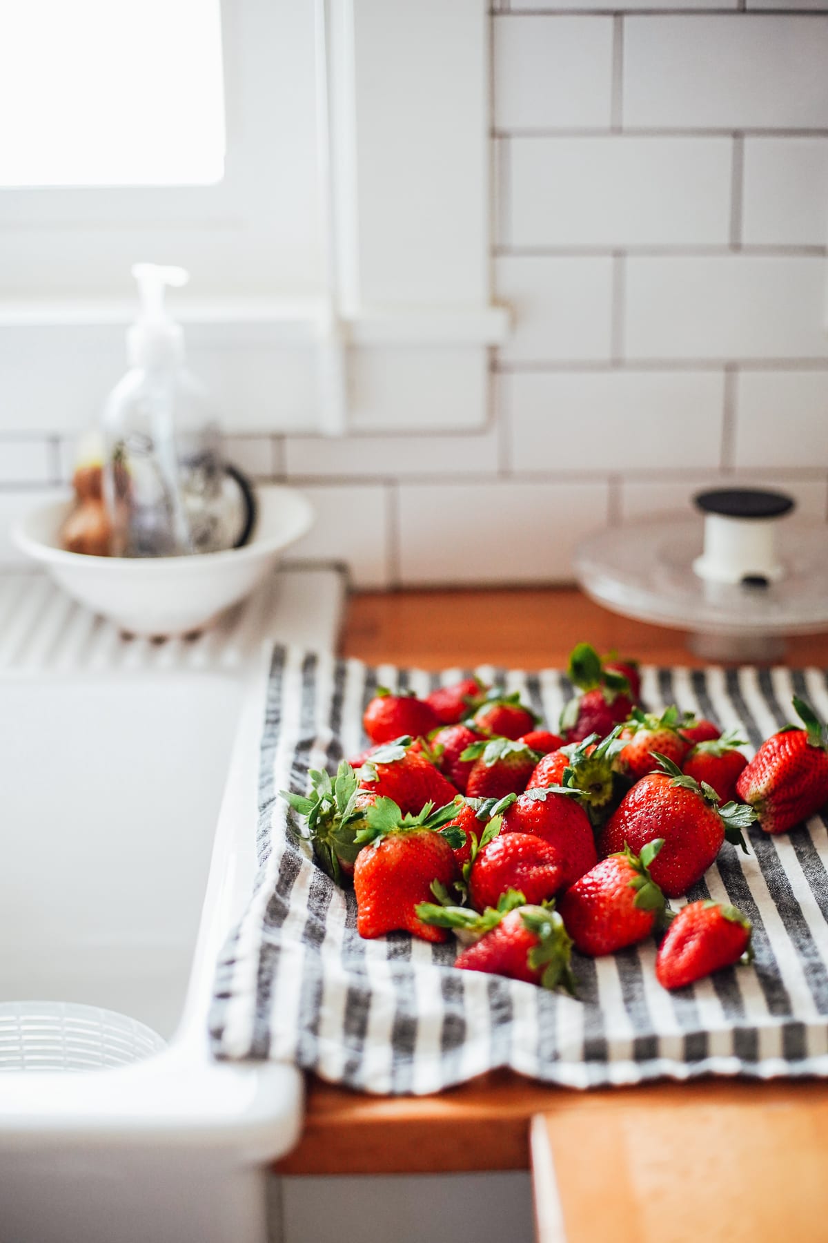 Berries drying on counter