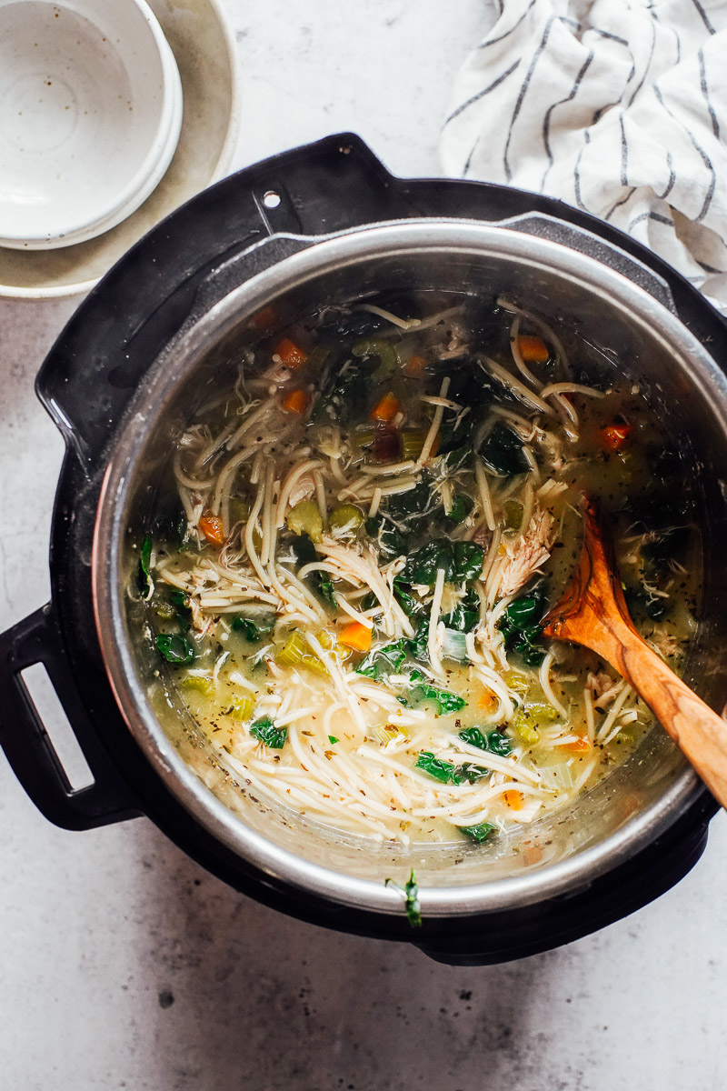 Soup in the Instant Pot after cooking.