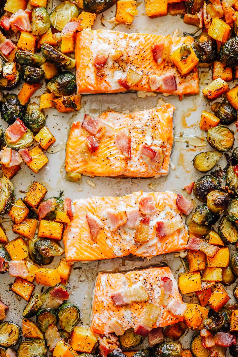 Sheet Pan Salmon with Butternut Squash