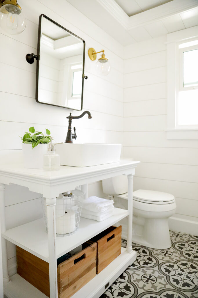 white bathroom sparkling clean