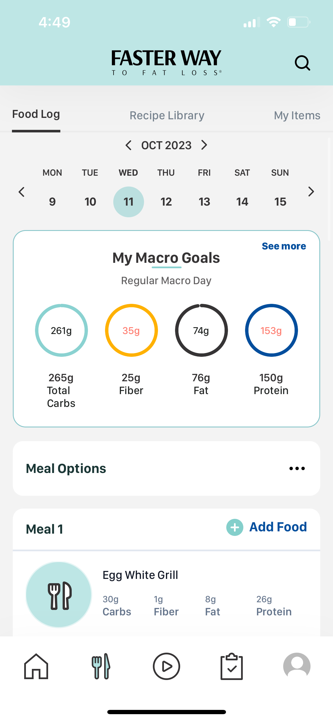 Faster Way to Fat Loss App with my macros. 